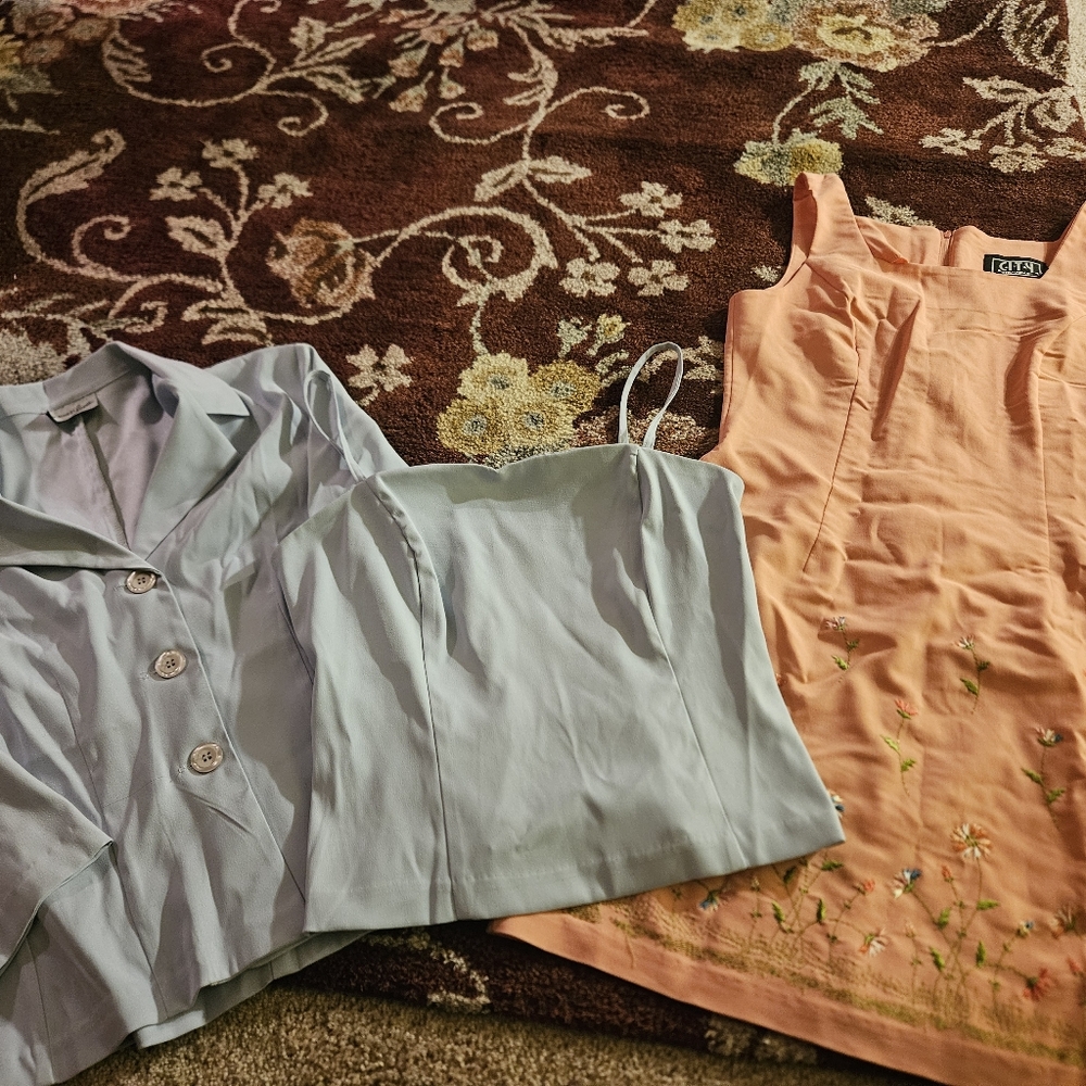 Peach Girls NWOT Dress Floral & 3-Peice Blue suit Easter Juniors Both Size 7/8